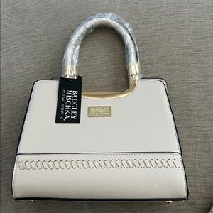 Badgley Mischka Cream Handbag with Gold Trim